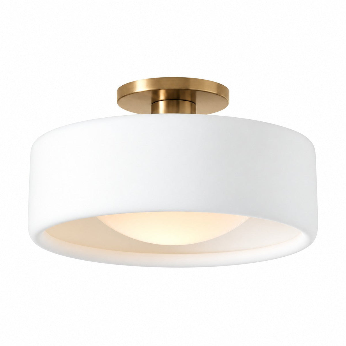 Porcelain Semi Flush Mount Ceiling Light, Single-Light Modern Ceramic Fixture