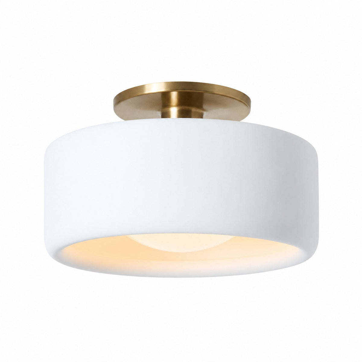 Porcelain Semi Flush Mount Ceiling Light, Single-Light Modern Ceramic Fixture