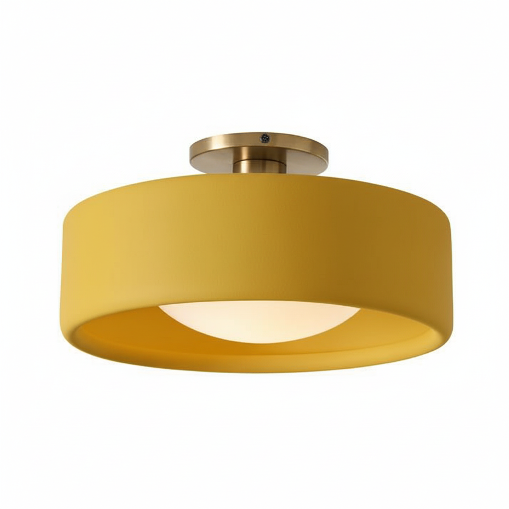 Porcelain Semi Flush Mount Ceiling Light, Single-Light Modern Ceramic Fixture