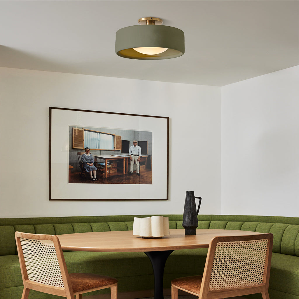 Porcelain Semi Flush Mount Ceiling Light, Single-Light Modern Ceramic Fixture