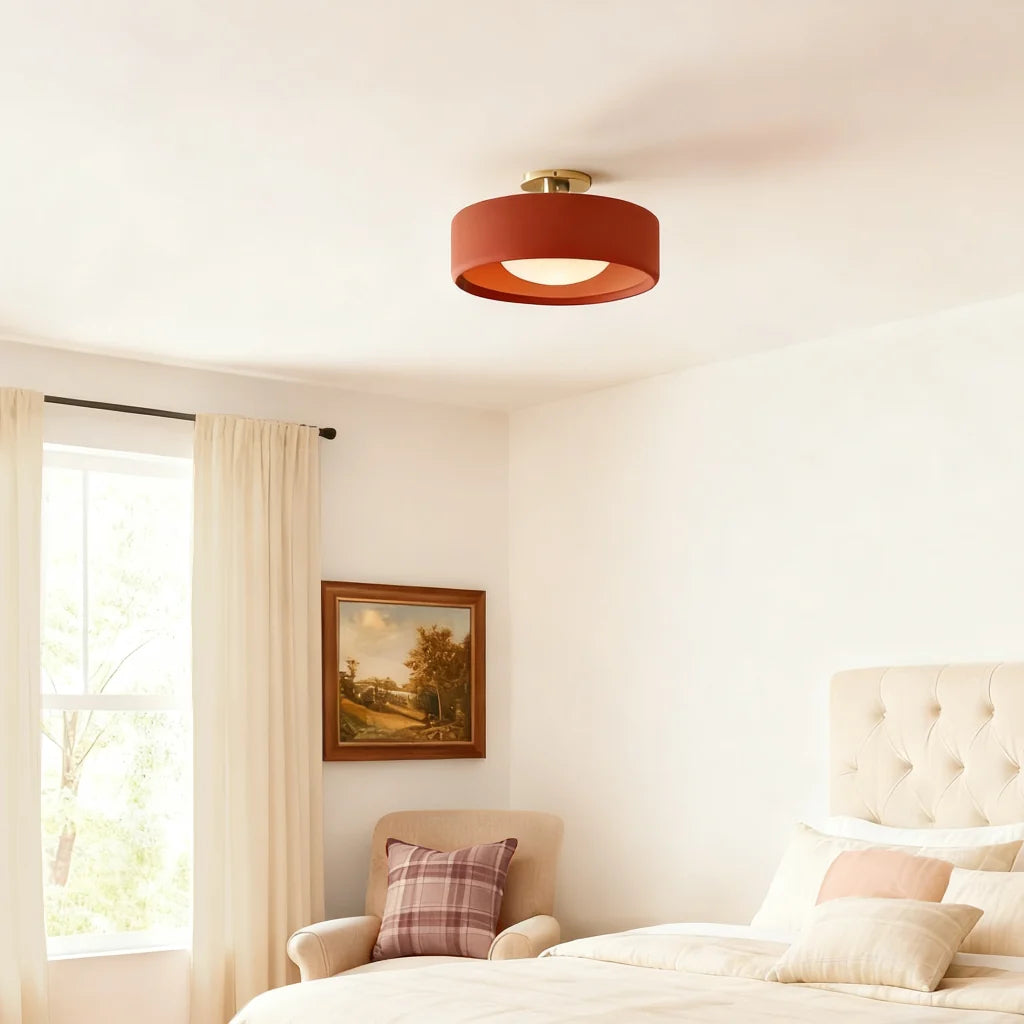 Porcelain Semi Flush Mount Ceiling Light, Single-Light Modern Ceramic Fixture