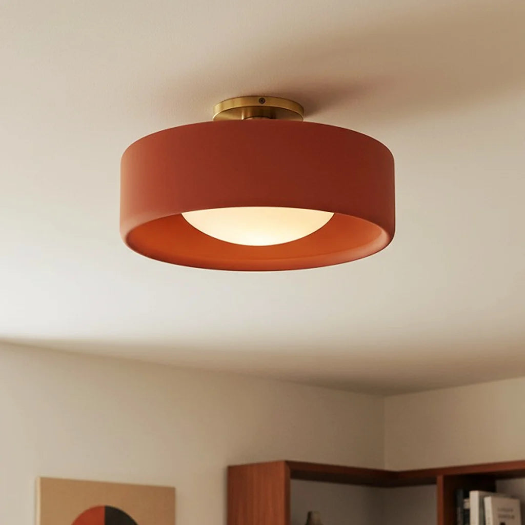 Porcelain Semi Flush Mount Ceiling Light, Single-Light Modern Ceramic Fixture