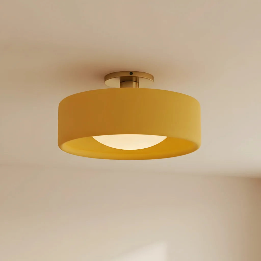 Porcelain Semi Flush Mount Ceiling Light, Single-Light Modern Ceramic Fixture