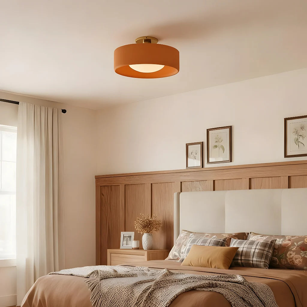 Porcelain Semi Flush Mount Ceiling Light, Single-Light Modern Ceramic Fixture