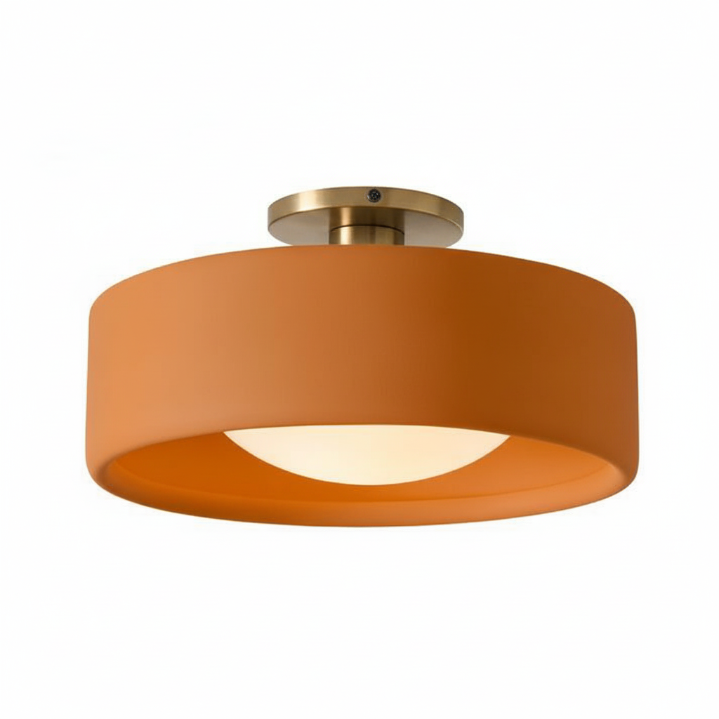 Porcelain Semi Flush Mount Ceiling Light, Single-Light Modern Ceramic Fixture
