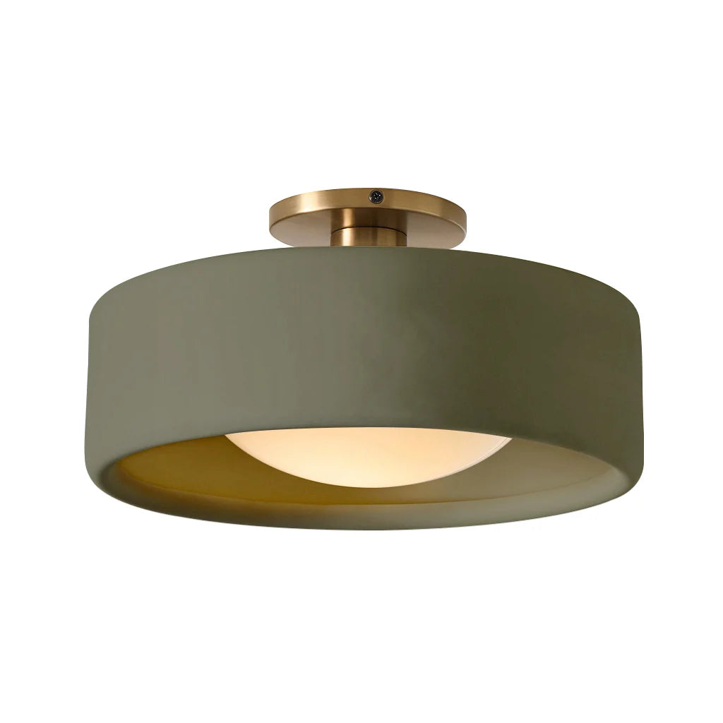 Porcelain Semi Flush Mount Ceiling Light, Single-Light Modern Ceramic Fixture