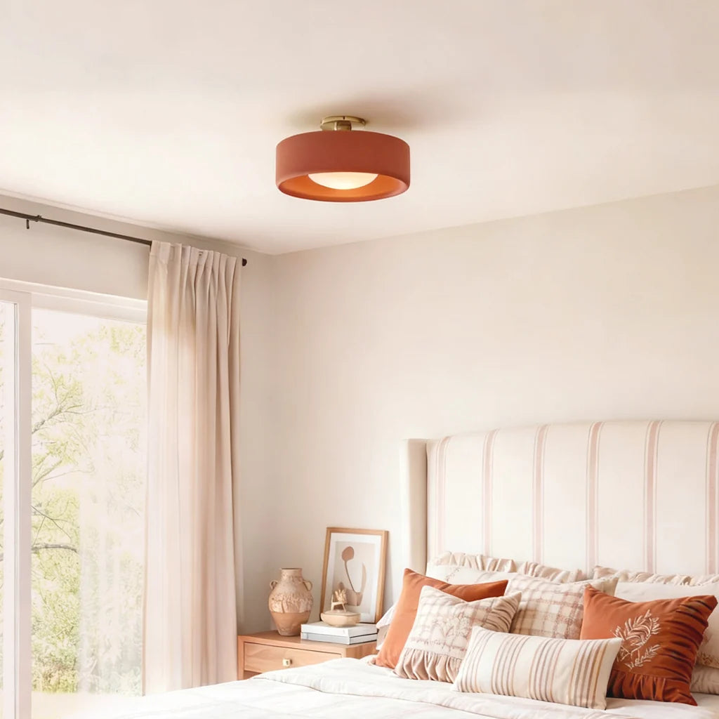 Porcelain Semi Flush Mount Ceiling Light, Single-Light Modern Ceramic Fixture