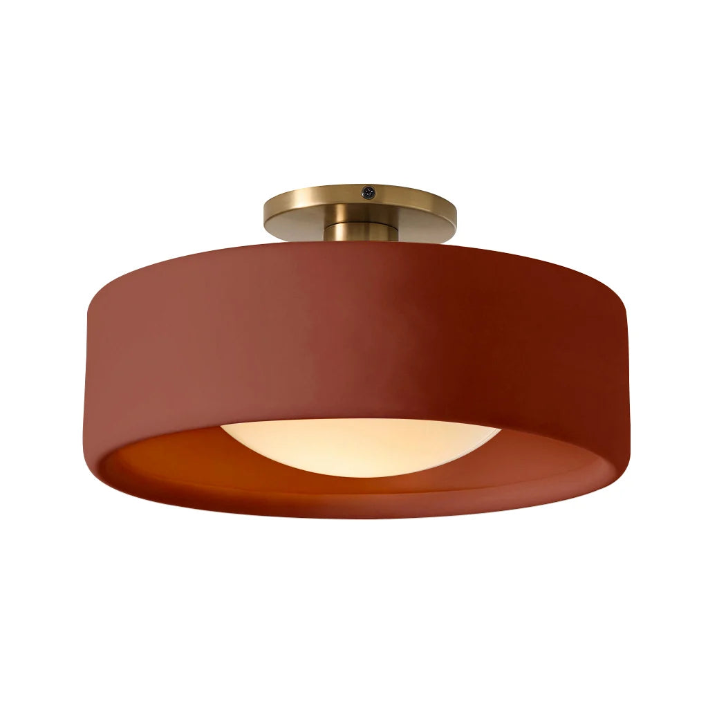 Porcelain Semi Flush Mount Ceiling Light, Single-Light Modern Ceramic Fixture