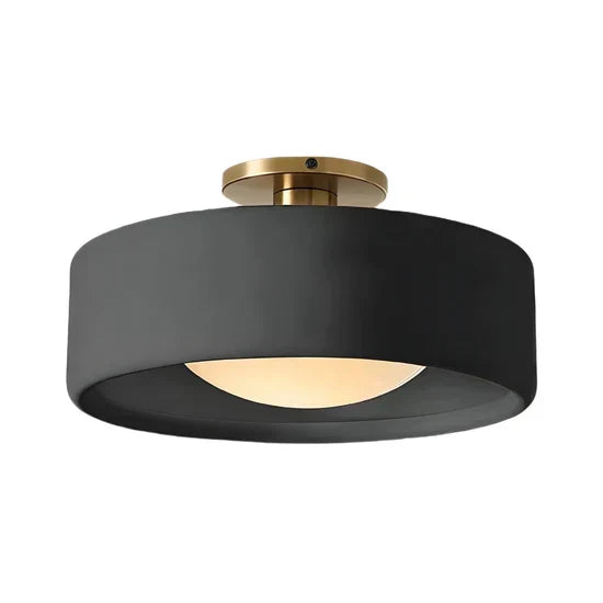Porcelain Semi Flush Mount Ceiling Light, Single-Light Modern Ceramic Fixture