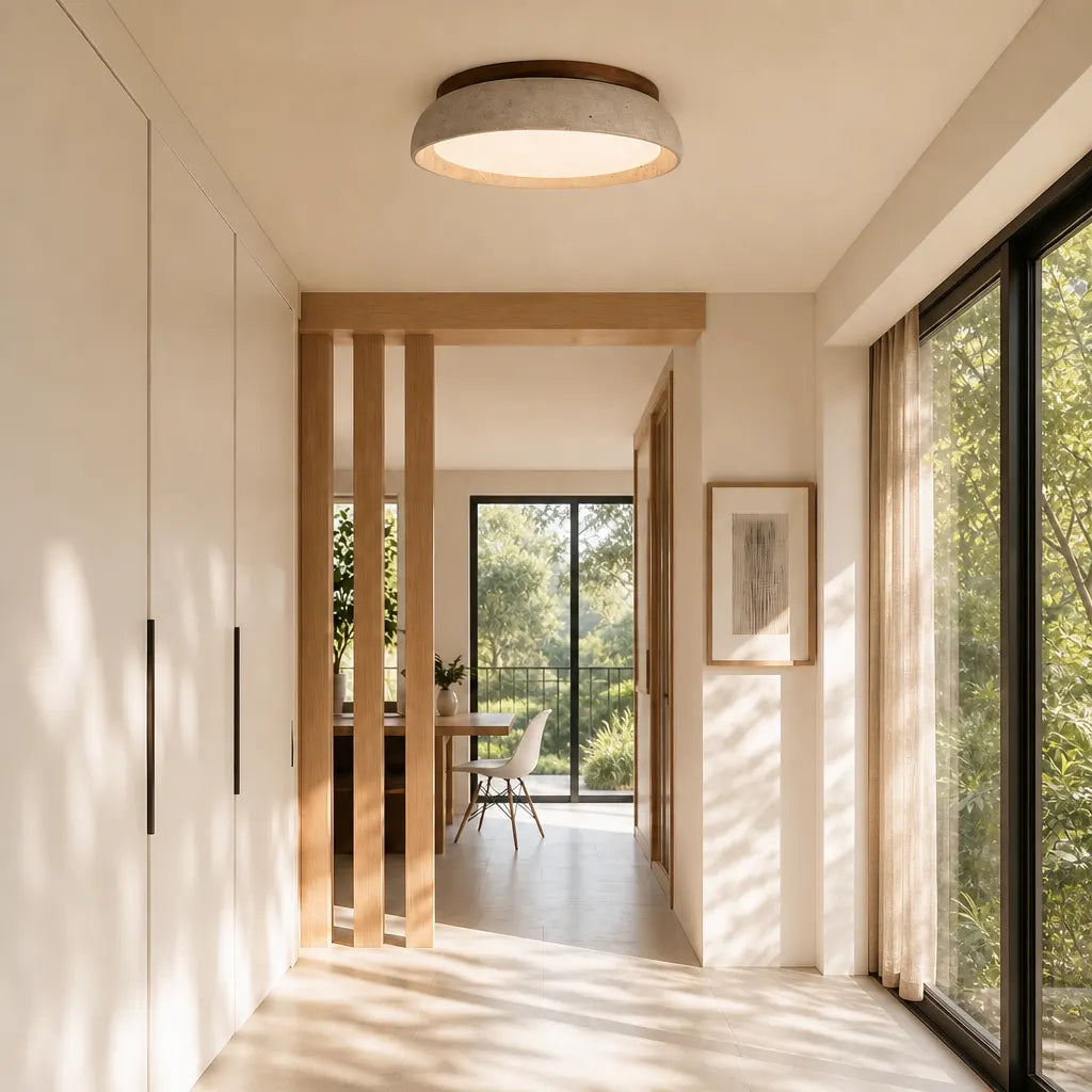 Travertine Flush Mount Ceiling Light, Scandinavian Wabi-Sabi Single-Light Fixture