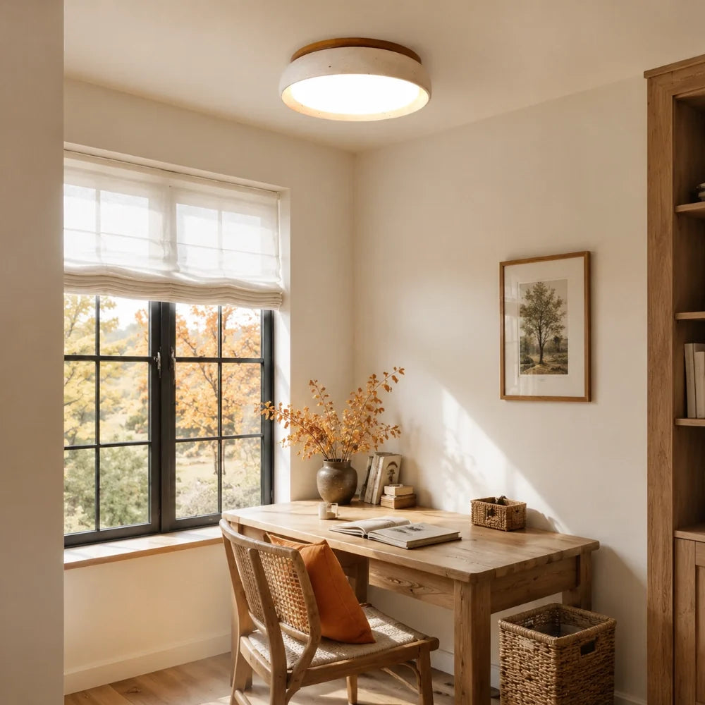 Travertine Flush Mount Ceiling Light, Scandinavian Wabi-Sabi Single-Light Fixture