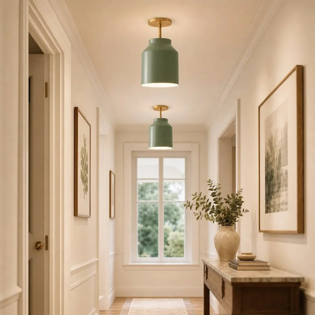 Nerys Metal and Glass Ceiling Light, Nordic Minimalist Single-Light Fixture
