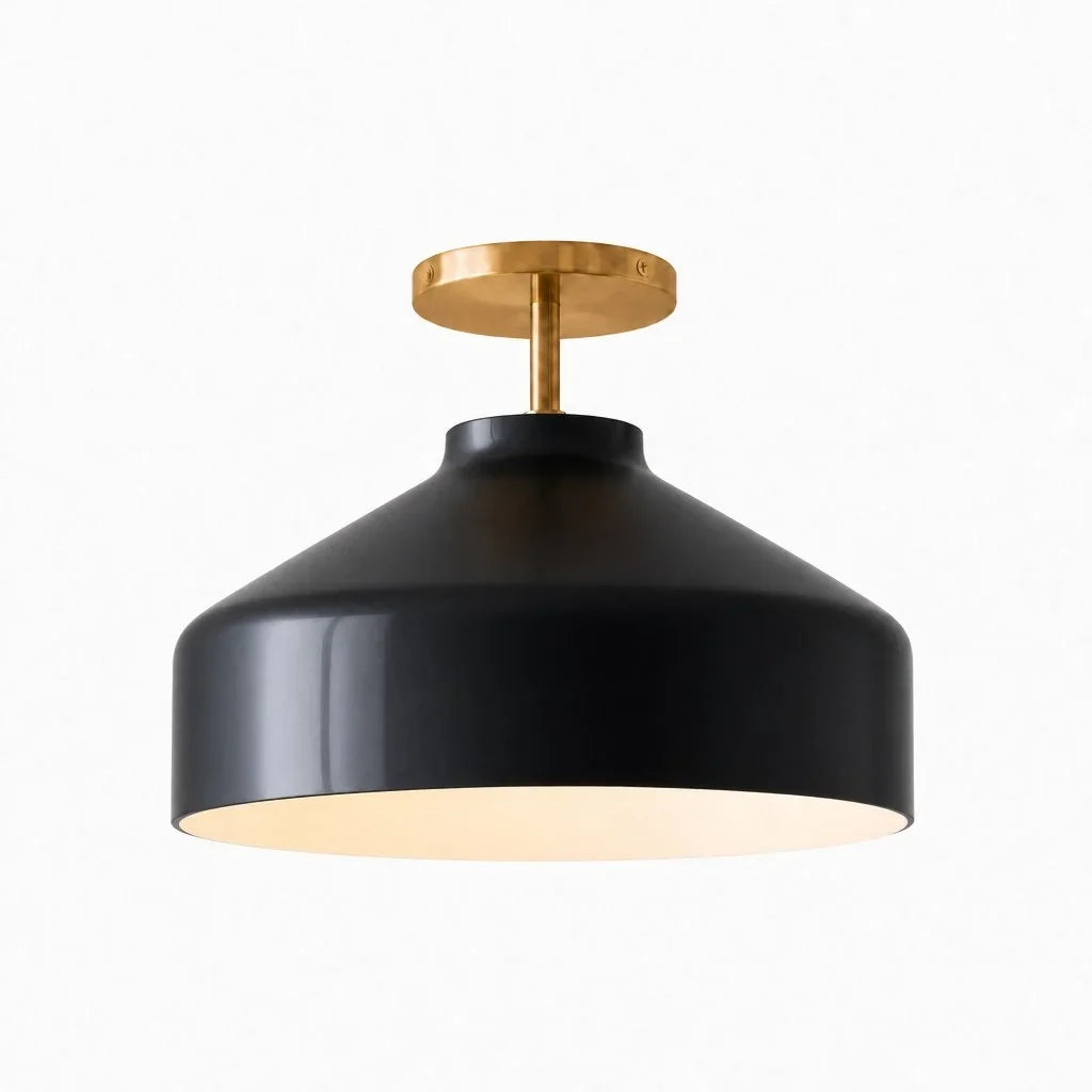 Nerys Metal and Glass Ceiling Light, Nordic Minimalist Single-Light Fixture