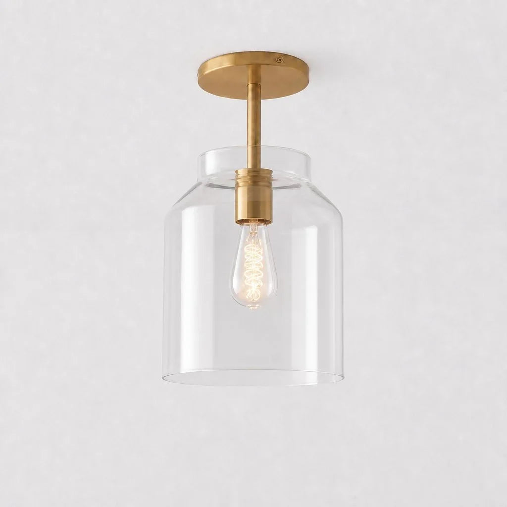 Nerys Metal and Glass Ceiling Light, Nordic Minimalist Single-Light Fixture