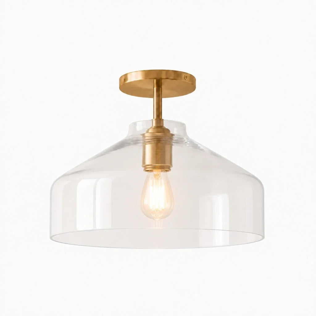 Nerys Metal and Glass Ceiling Light, Nordic Minimalist Single-Light Fixture