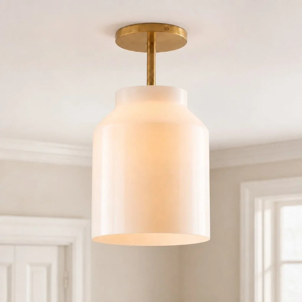 Nerys Metal and Glass Ceiling Light, Nordic Minimalist Single-Light Fixture