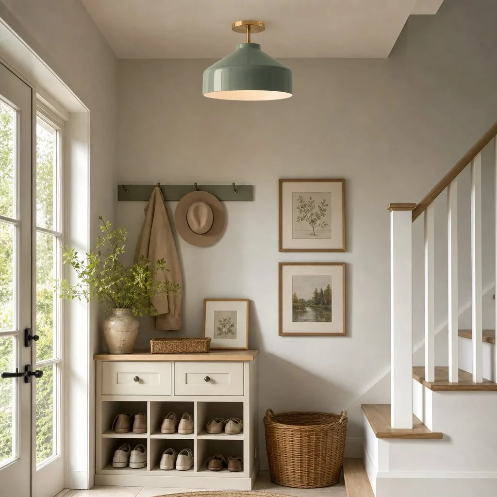 Nerys Metal and Glass Ceiling Light, Nordic Minimalist Single-Light Fixture