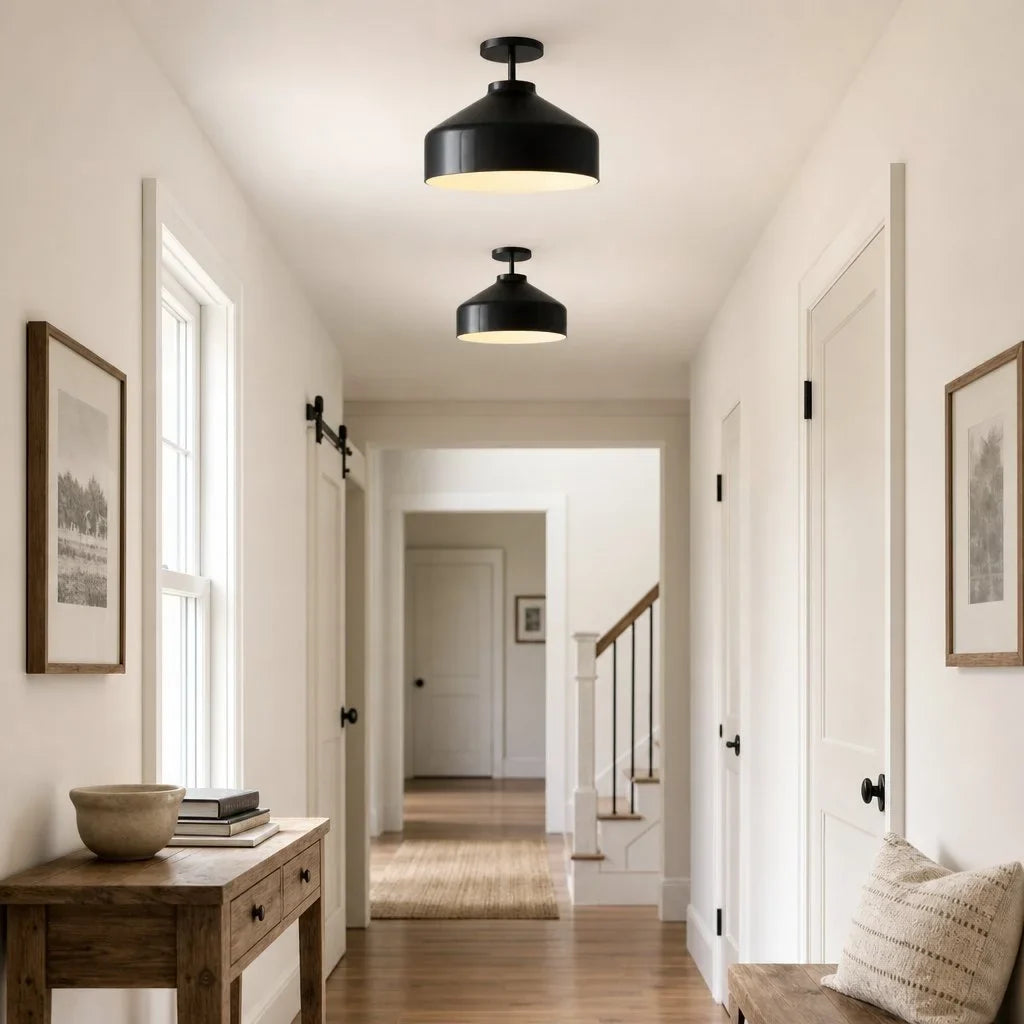 Nerys Metal and Glass Ceiling Light, Nordic Minimalist Single-Light Fixture