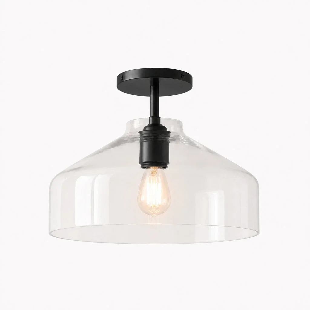 Nerys Metal and Glass Ceiling Light, Nordic Minimalist Single-Light Fixture