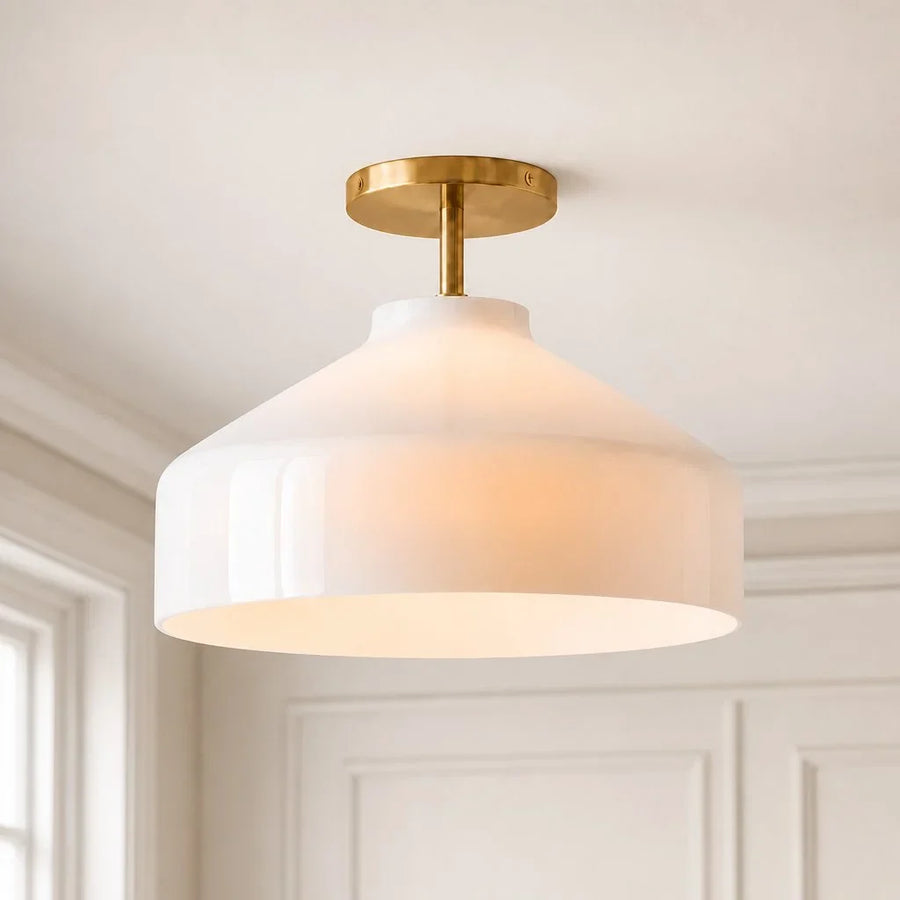 Nerys Metal and Glass Ceiling Light, Nordic Minimalist Single-Light Fixture