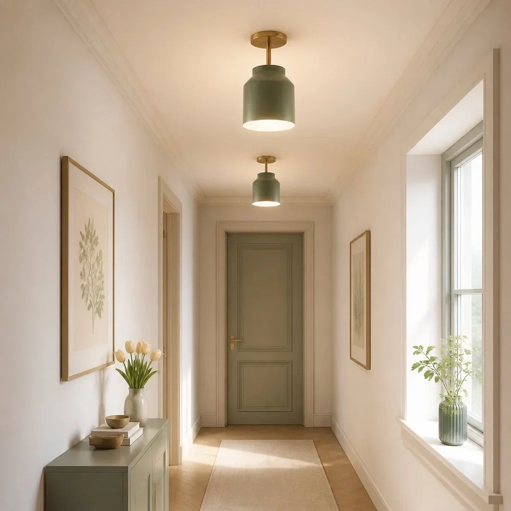 Nerys Metal and Glass Ceiling Light, Nordic Minimalist Single-Light Fixture