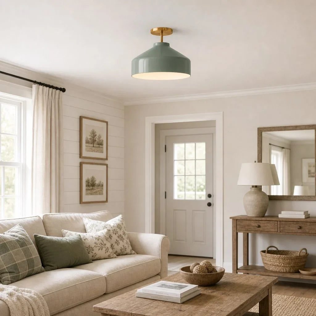 Nerys Metal and Glass Ceiling Light, Nordic Minimalist Single-Light Fixture