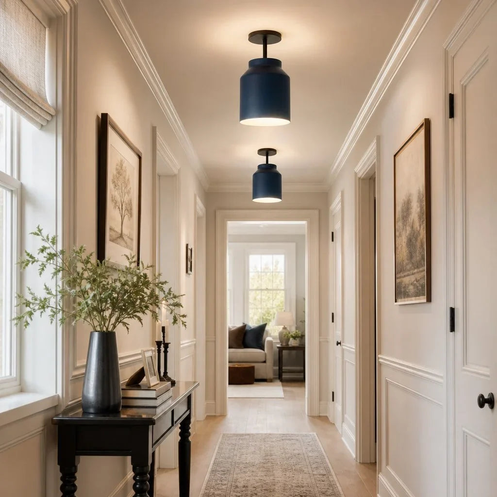 Nerys Metal and Glass Ceiling Light, Nordic Minimalist Single-Light Fixture