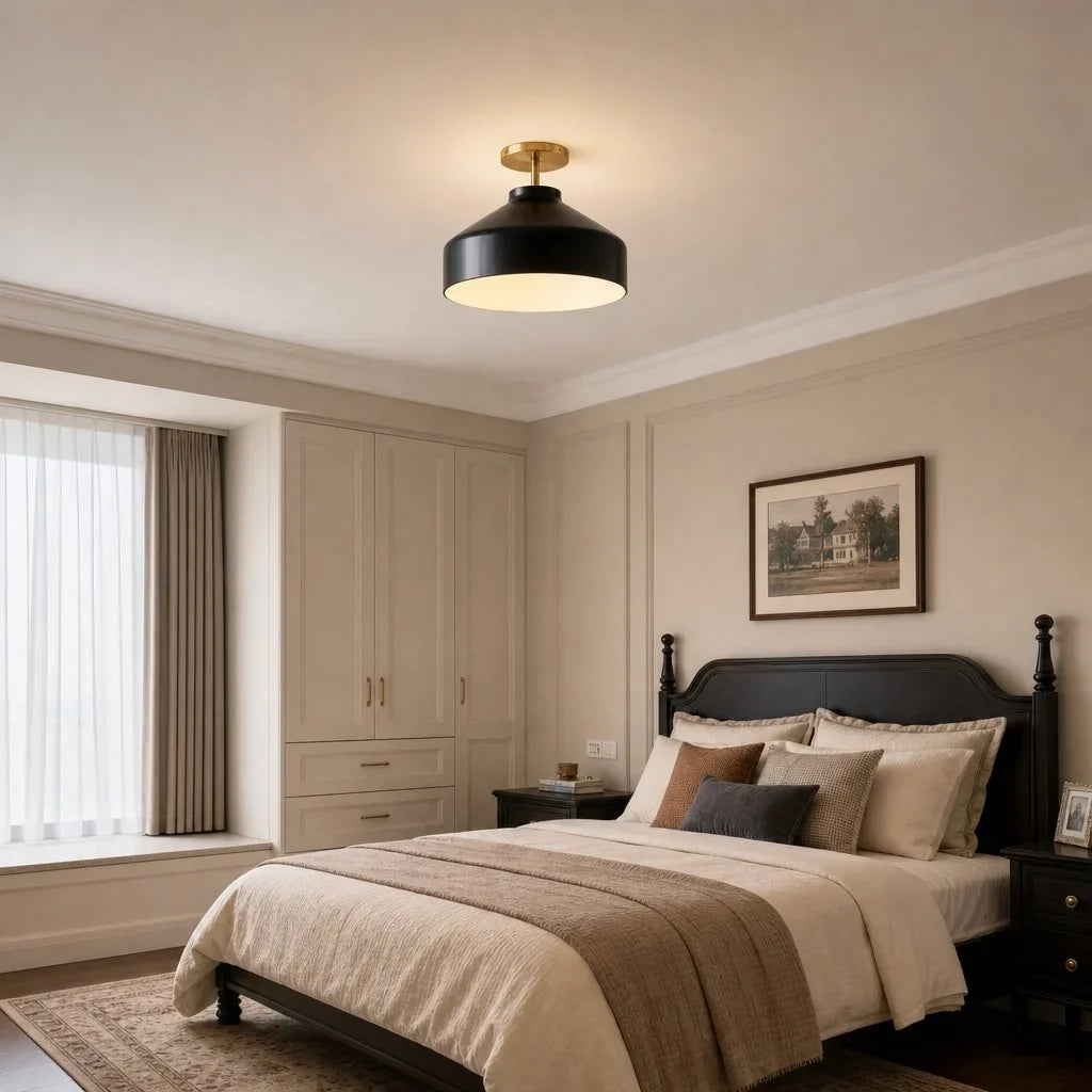 Nerys Metal and Glass Ceiling Light, Nordic Minimalist Single-Light Fixture
