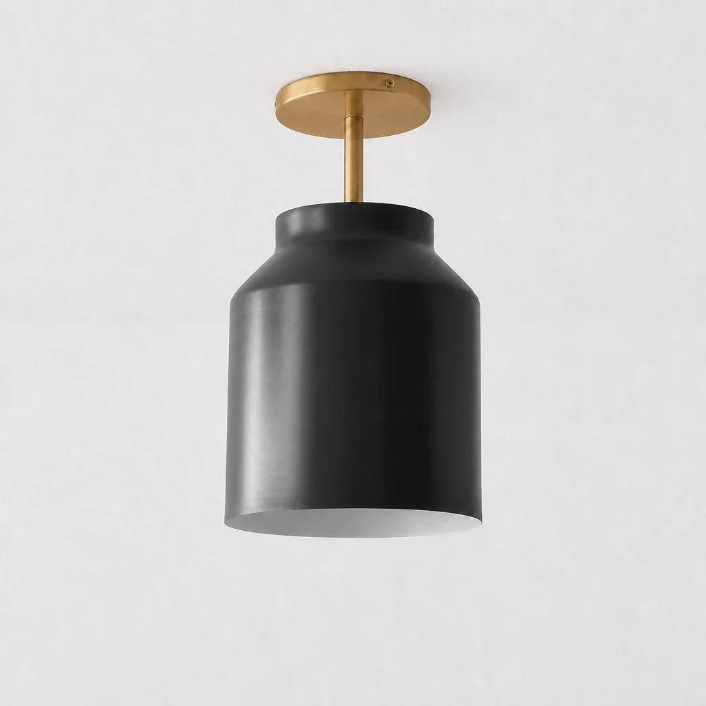 Nerys Metal and Glass Ceiling Light, Nordic Minimalist Single-Light Fixture