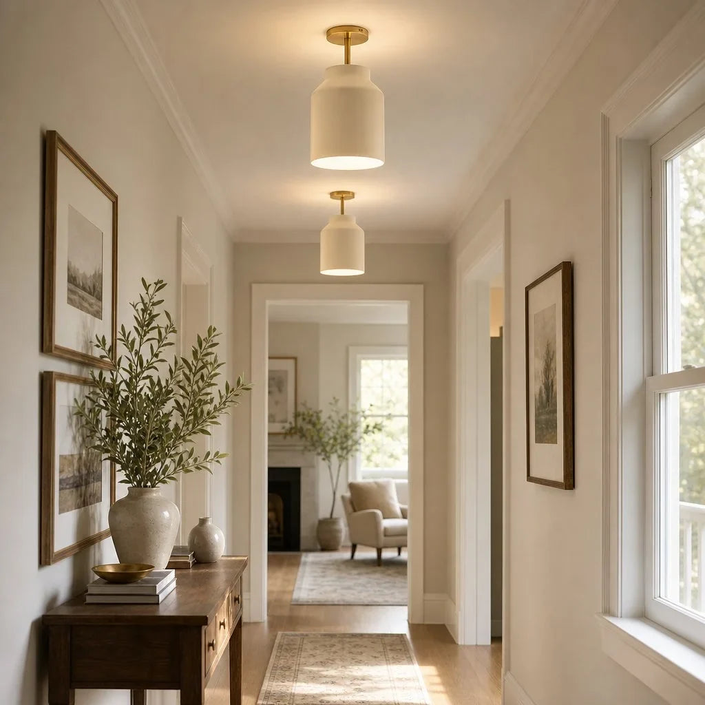Nerys Metal and Glass Ceiling Light, Nordic Minimalist Single-Light Fixture