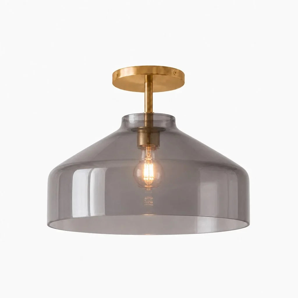 Nerys Metal and Glass Ceiling Light, Nordic Minimalist Single-Light Fixture