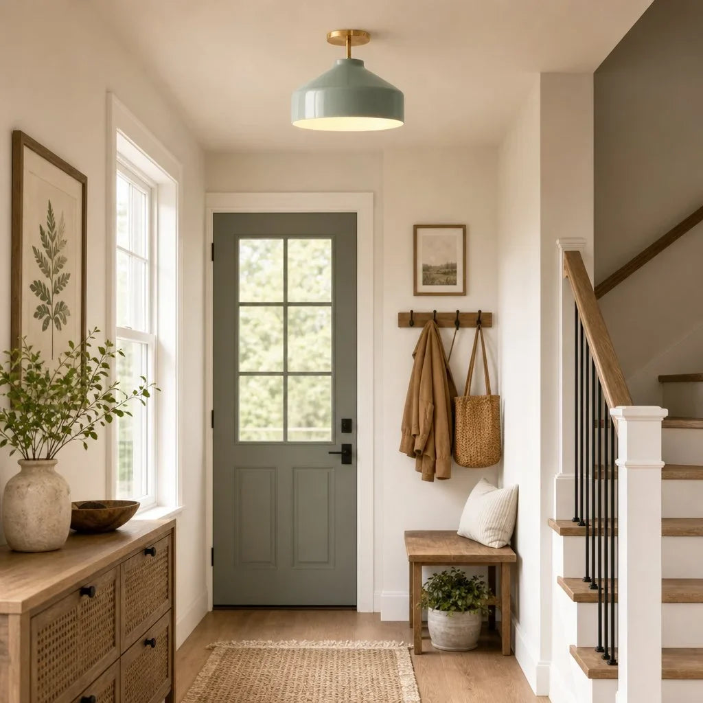 Nerys Metal and Glass Ceiling Light, Nordic Minimalist Single-Light Fixture