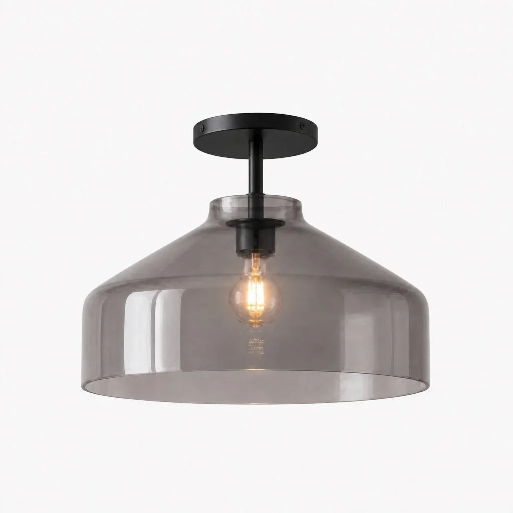 Nerys Metal and Glass Ceiling Light, Nordic Minimalist Single-Light Fixture