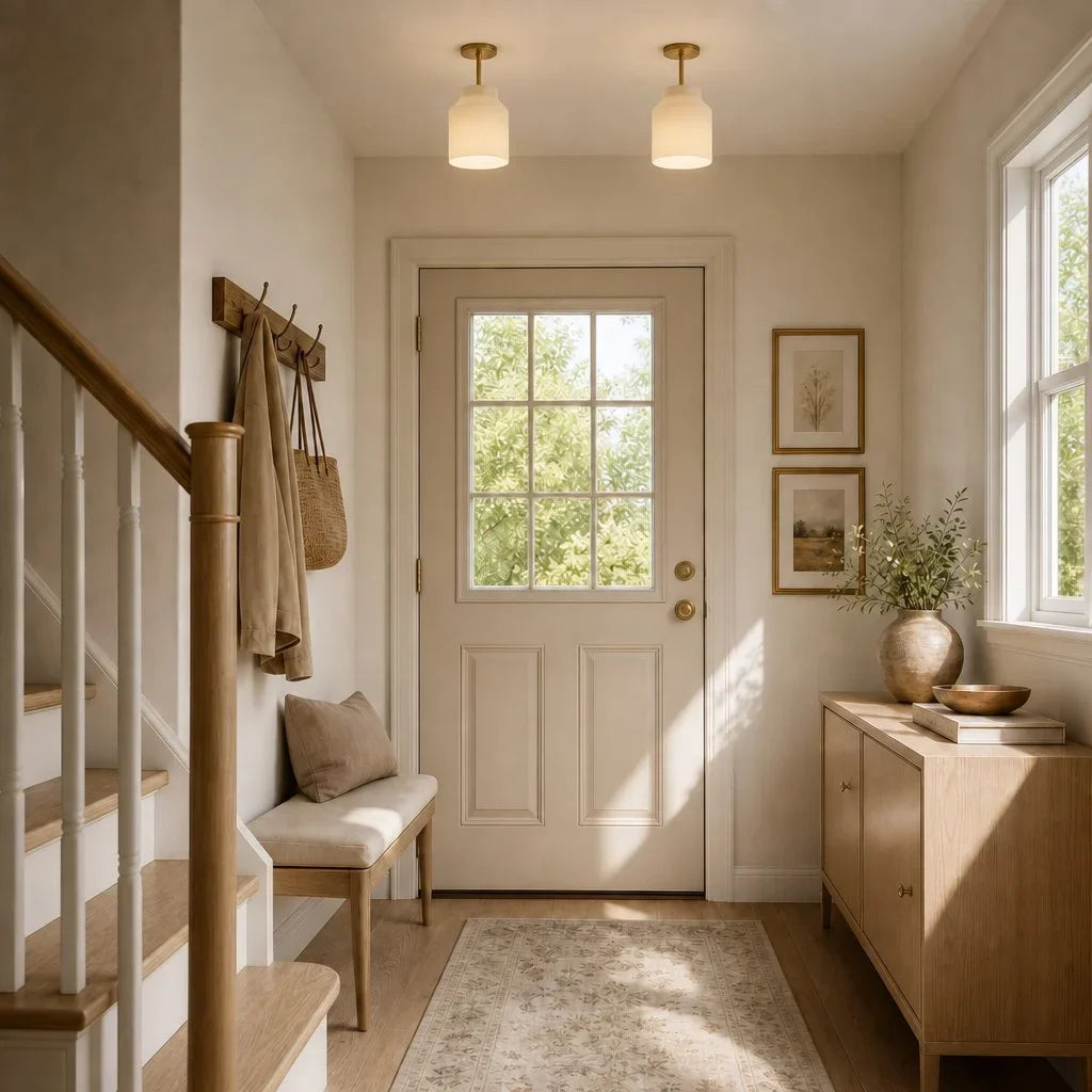 Nerys Metal and Glass Ceiling Light, Nordic Minimalist Single-Light Fixture