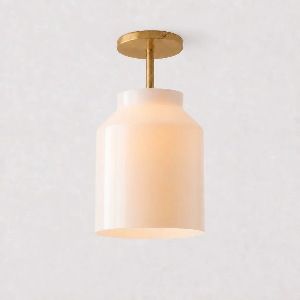 Nerys Metal and Glass Ceiling Light, Nordic Minimalist Single-Light Fixture
