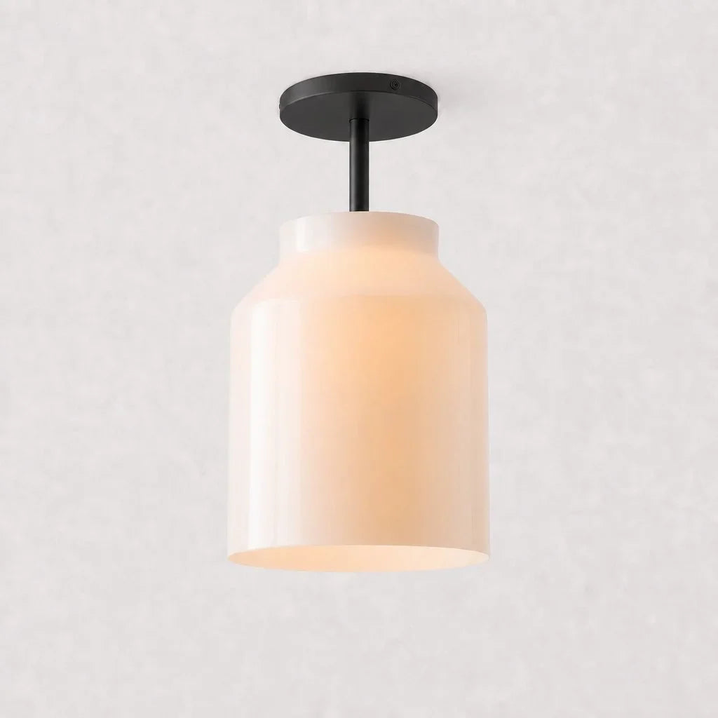 Nerys Metal and Glass Ceiling Light, Nordic Minimalist Single-Light Fixture