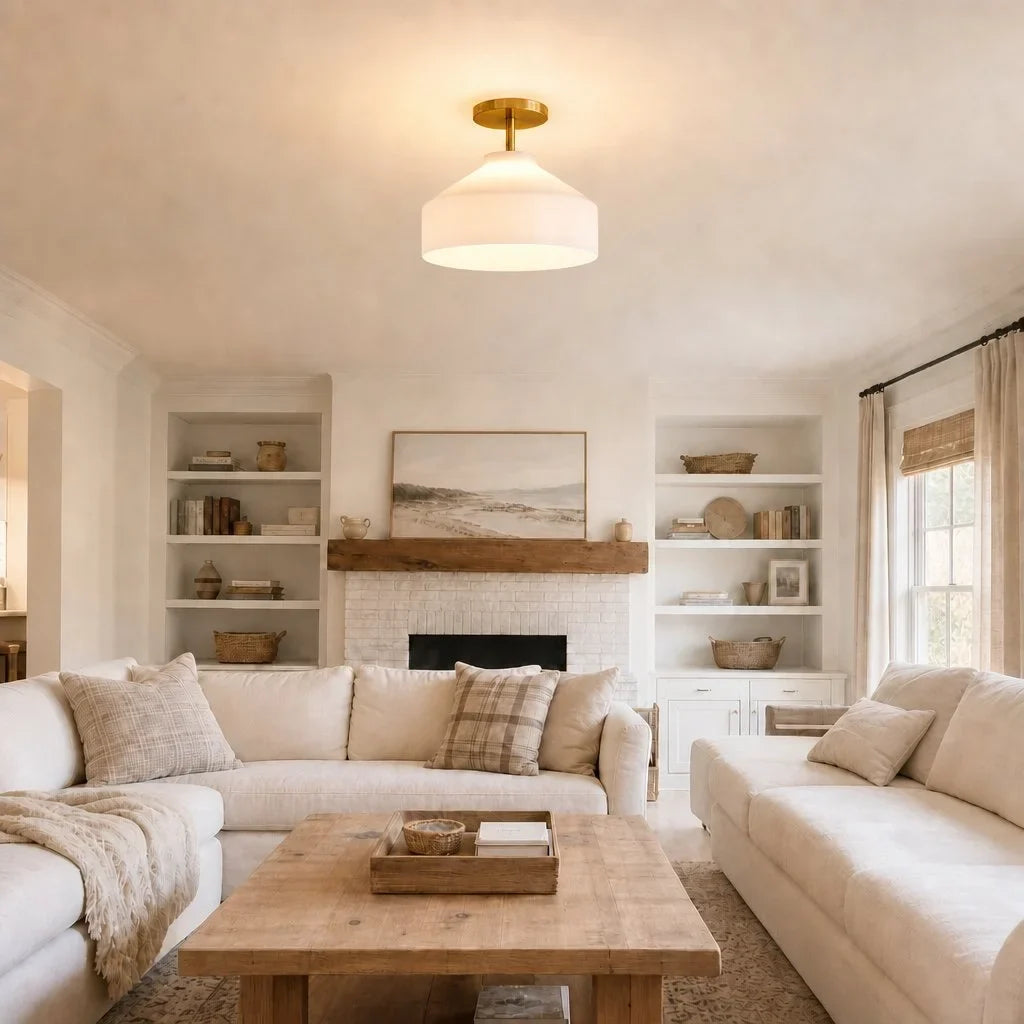 Nerys Metal and Glass Ceiling Light, Nordic Minimalist Single-Light Fixture