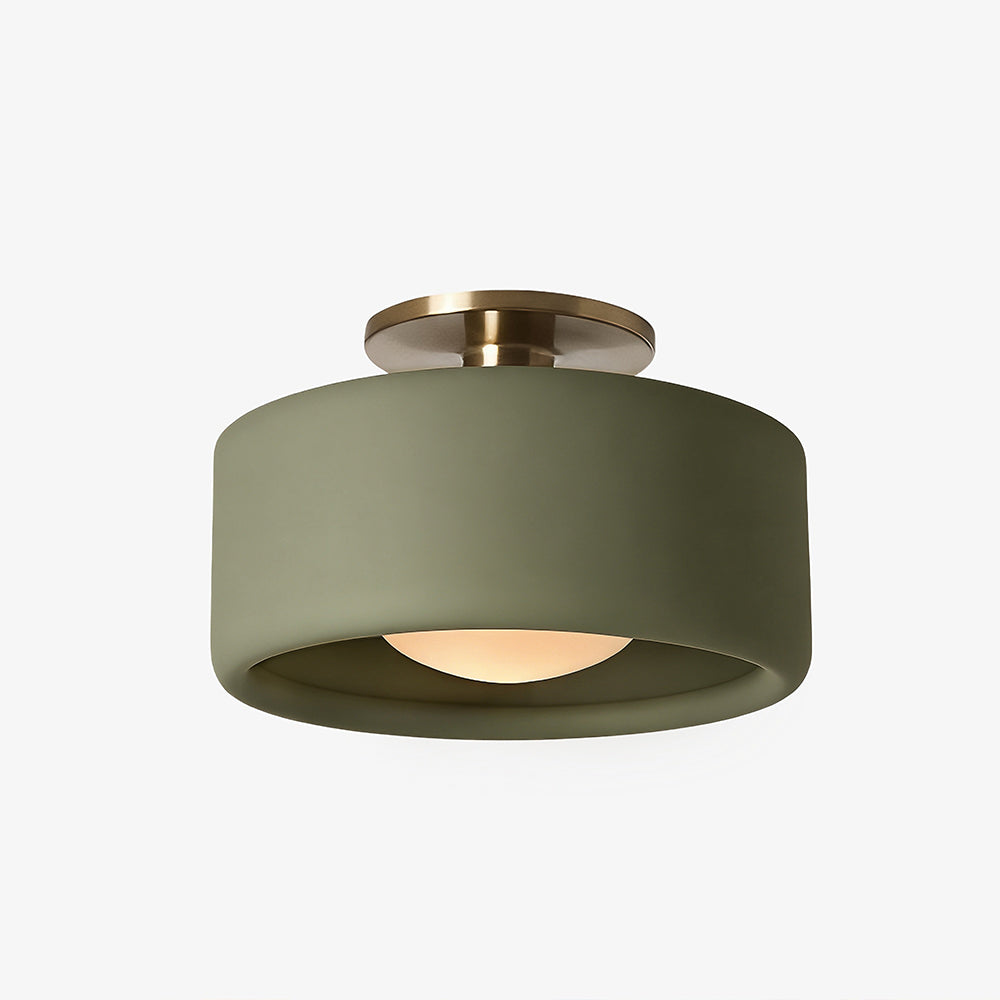 Porcelain Semi Flush Mount Ceiling Light, Single-Light Modern Ceramic Fixture
